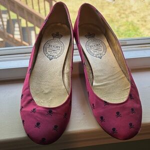 Vintage Rugby Ralph Lauren Pink Skull Flats